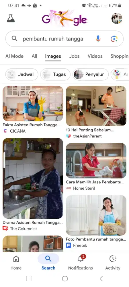 Pembantu rumah tangga irt art pulang hari pp