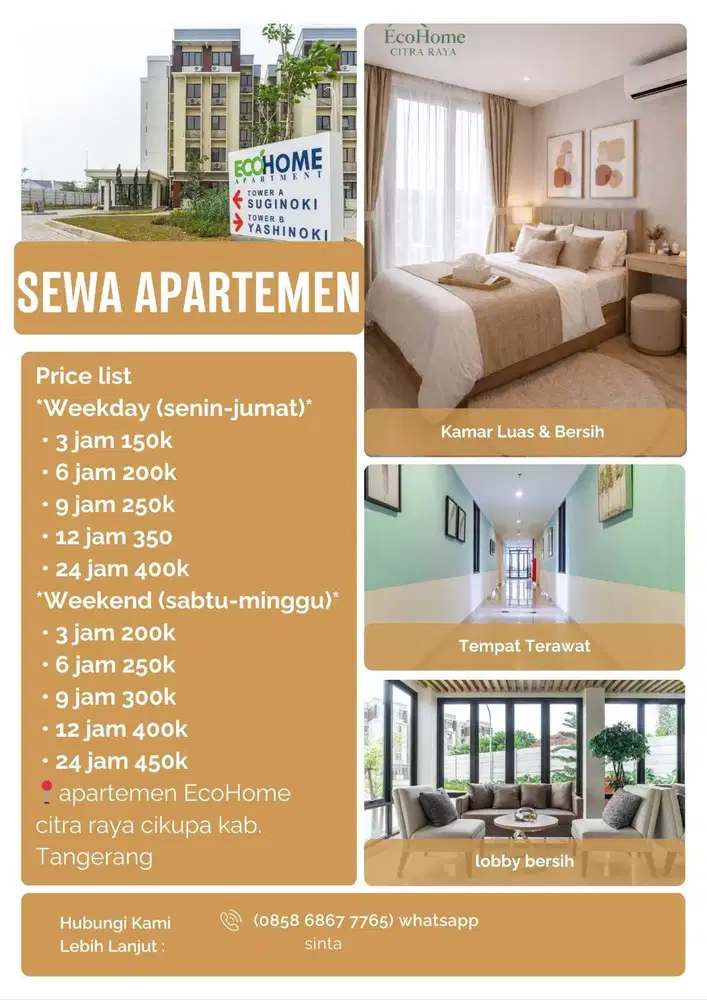 Sewa apartemen EcoHome per-jam