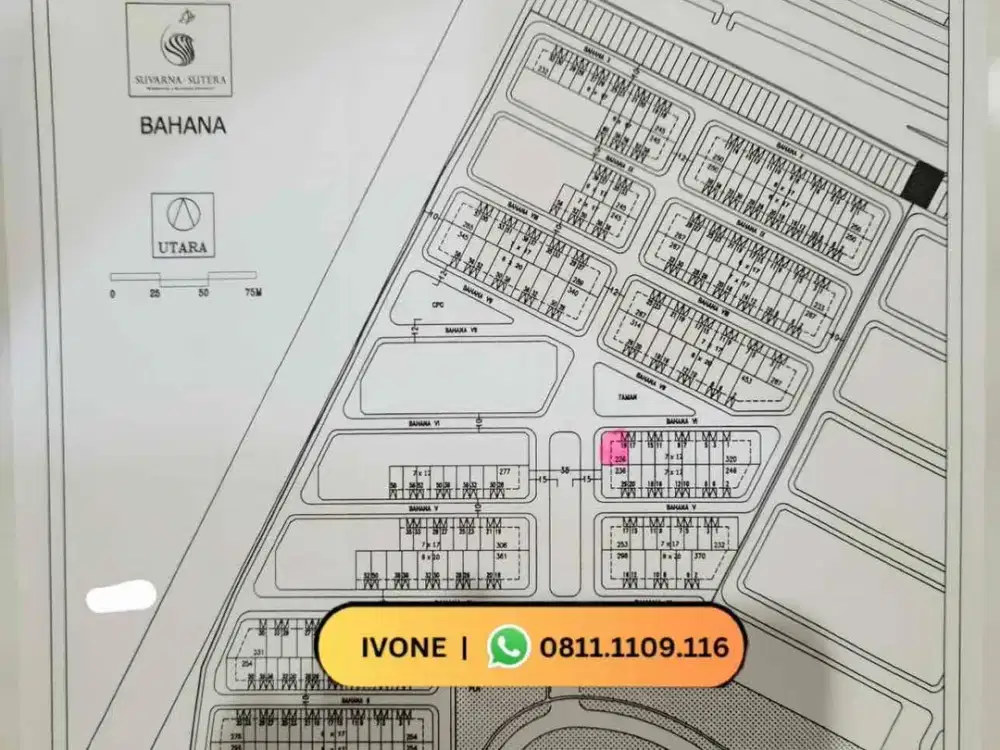 Dijual tanah kavling Suvarna Sutera cluster Bahana 236 m2 harga 6 juta / m2