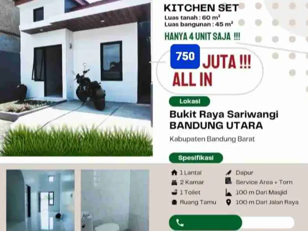 Dijual Rumah Baru Semi Furnish di Komplek Bukit Sariwangi Bandung Barat