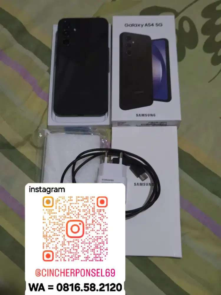 Jual hp siap pakai samsung A54 5g 8/256 mulus free ADAPTOR n case