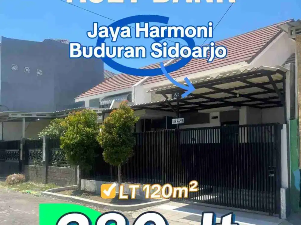 Jual Aset Bank Rumah Lelang KPKNL Murah Cluster di Jaya Harmoni Buduran Sidoarjo