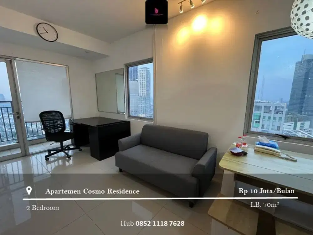 Disewakan Apartement Cosmo Residence Mid Floor 2BR Full Furnished