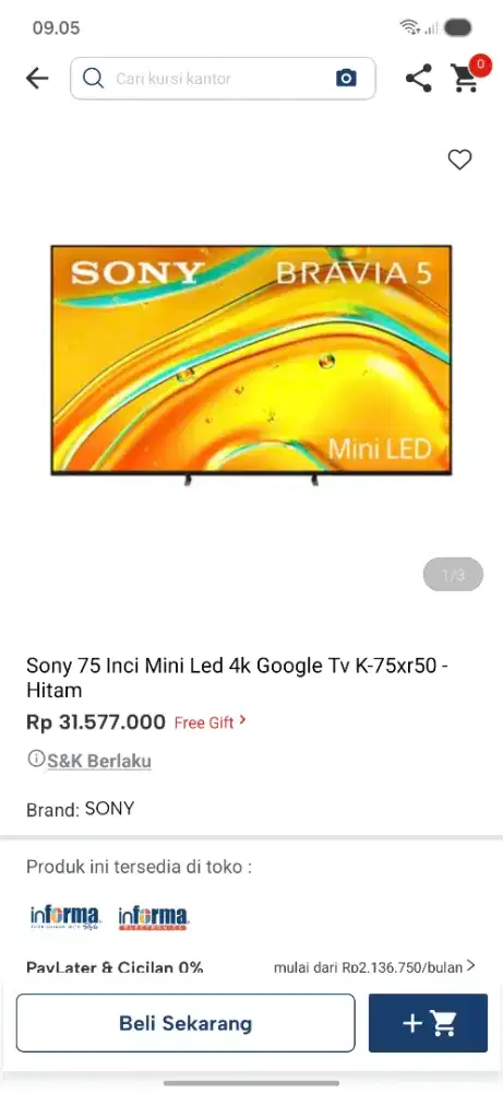 Promo tv sony 75 inc miniled