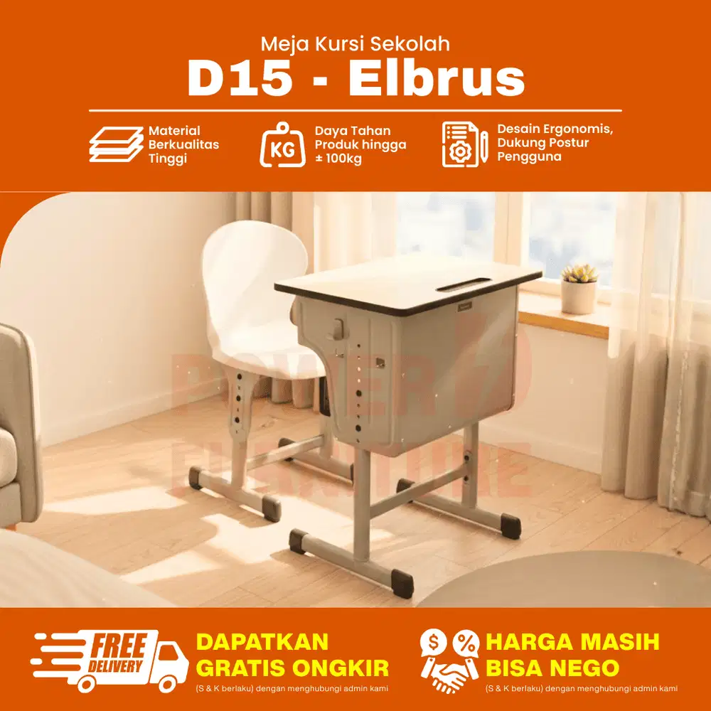D15 Meja Belajar Sekolah – Meja Kursi Sekolah Besi |  Set Meja Sekolah