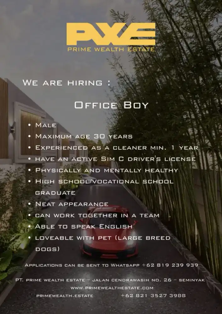 Lowongan Pekerjaan Office Boy