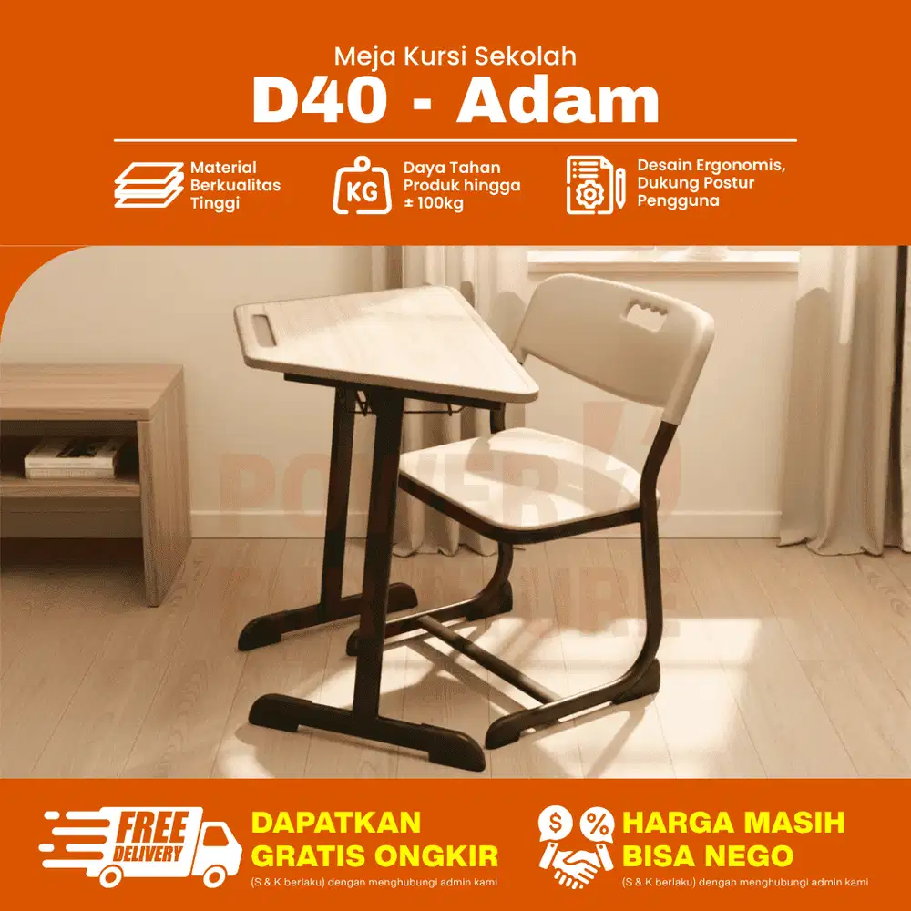 D40 Meja Kursi Sekolah Set Segi Meeting D40 - Kursi Sekolah Modern