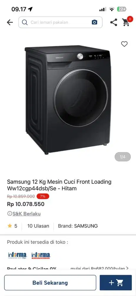 mesin cuci front loading