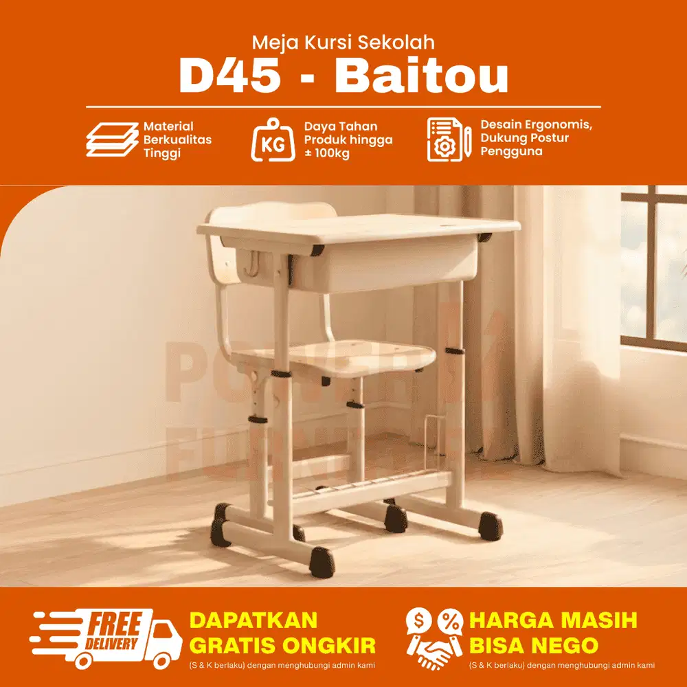 D45 Meja Kelas – Bangku Sekolah Modern | Set Meja Sekolah