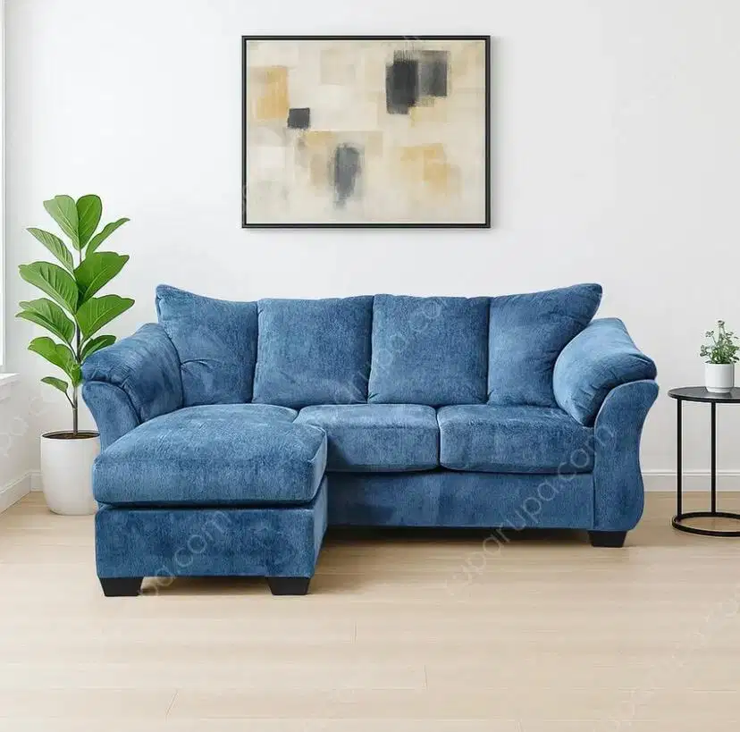 Ashley Darcy Sofa Sectional Fabric 4 Seater - Biru Navy