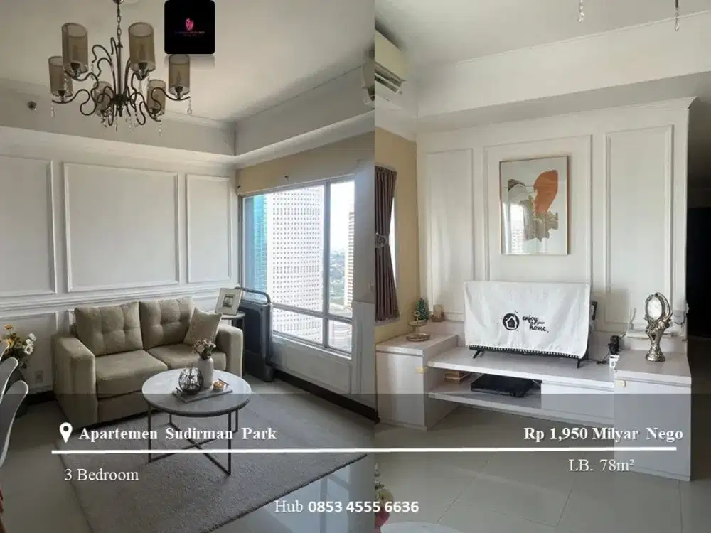 Dijual Apartement Sudirman Park 3BR High Floor Full Furnished