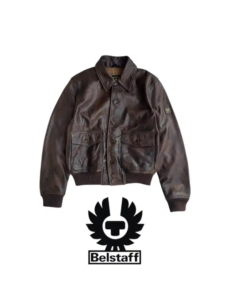 Belstaff Aviator Leather Jacket Vintage Jaket Kulit Bomber Pilot