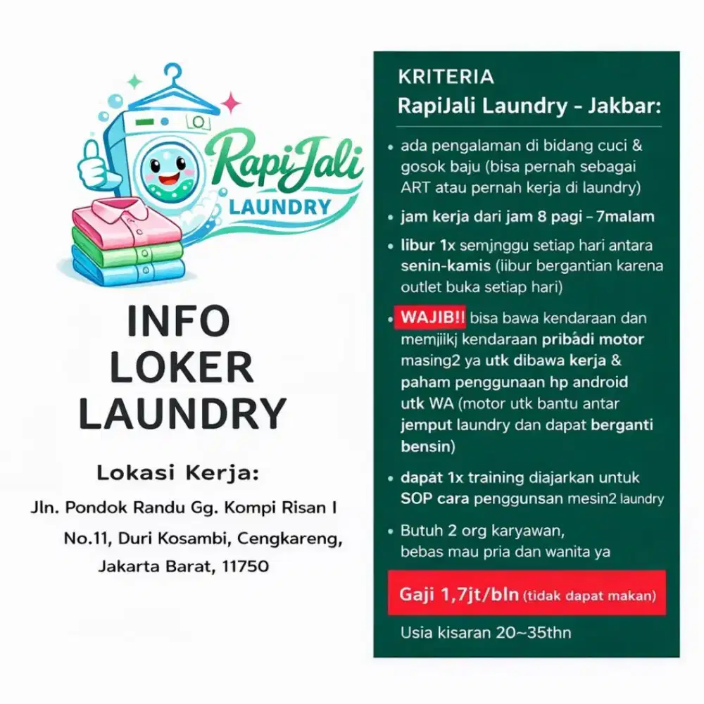 Lowongan kerja laundry