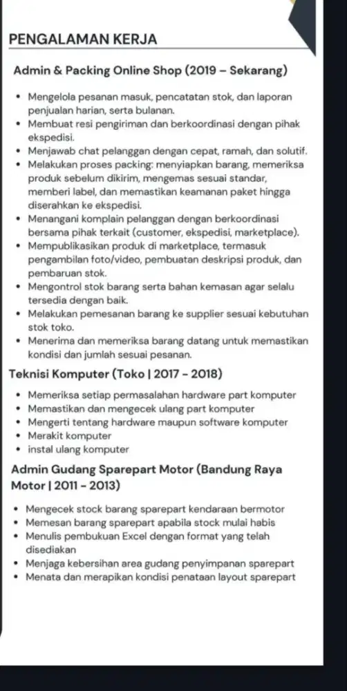 Mencari Pekerjaan Adm,atau lainnya