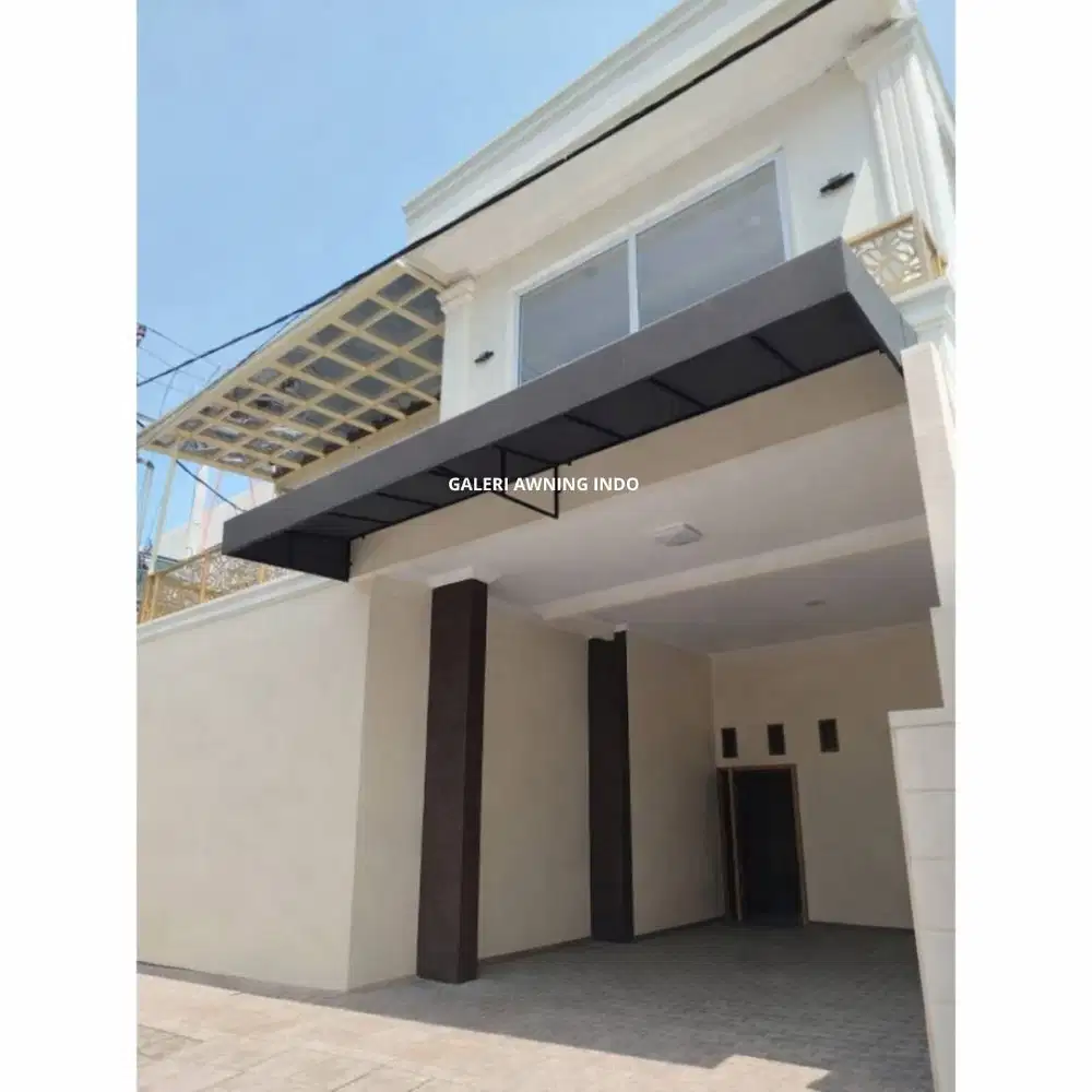 kanopi kain awning warna coklat elegan untuk teras rumah