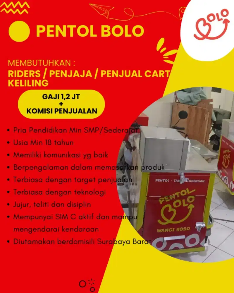 Di Butuhkan Penjual, Penjaja Cart Keliling Sby Barat