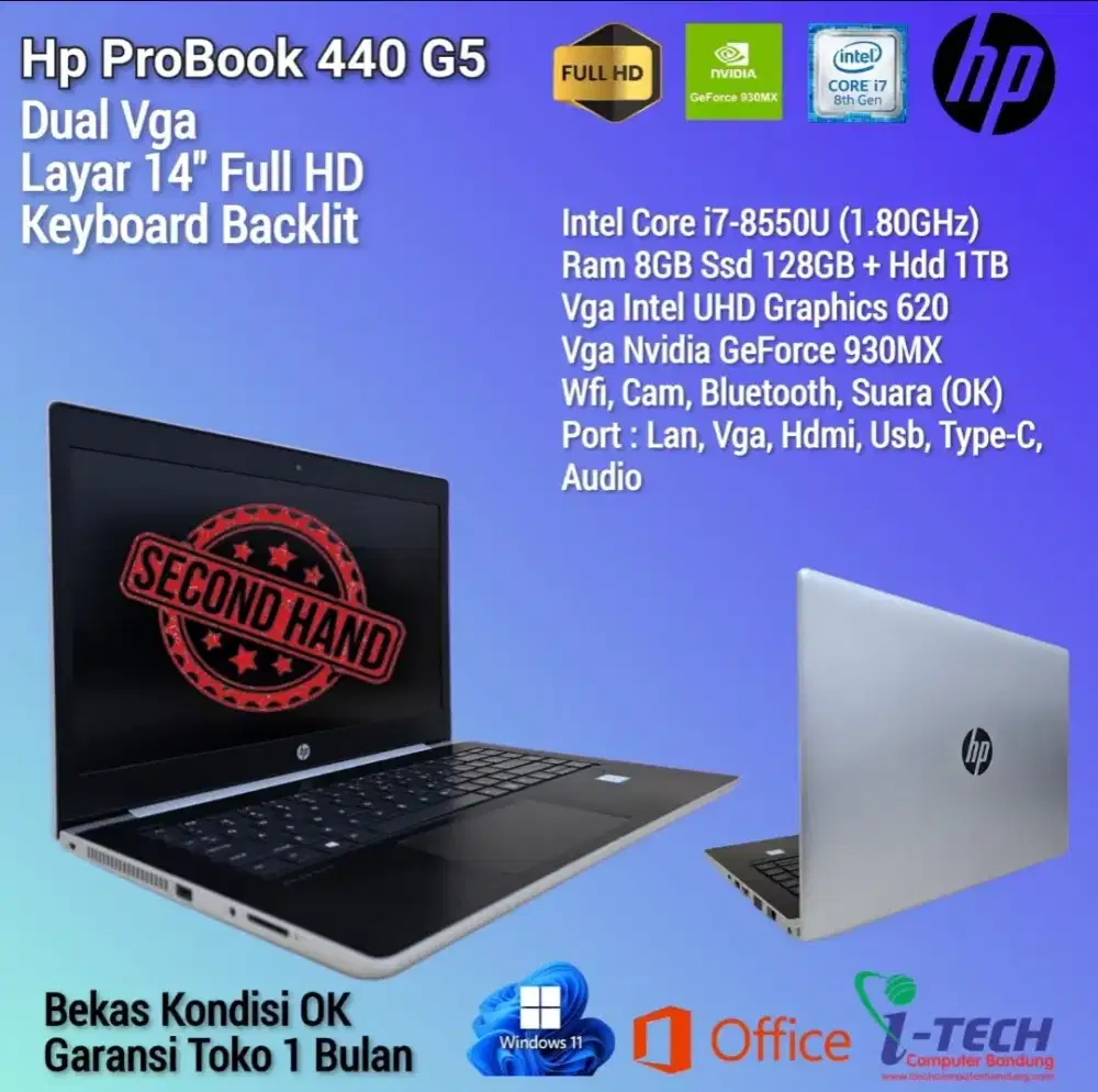 Laptop HP ProBook 440 G5 Dual Vga Keyboard Backlit