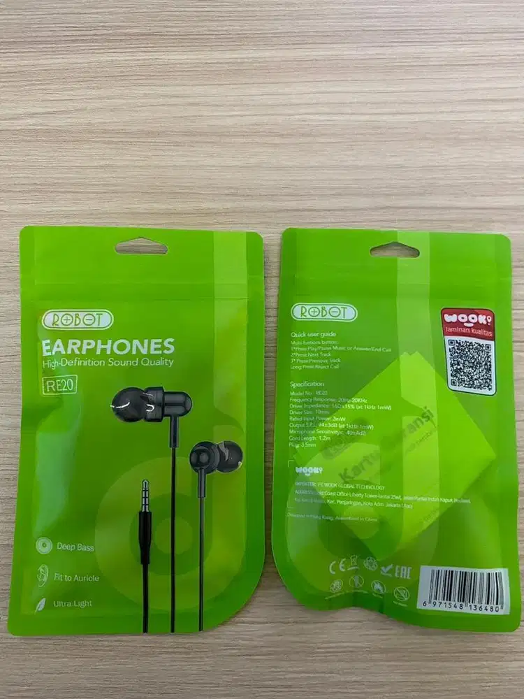 Robot earphone cable RE20 Black