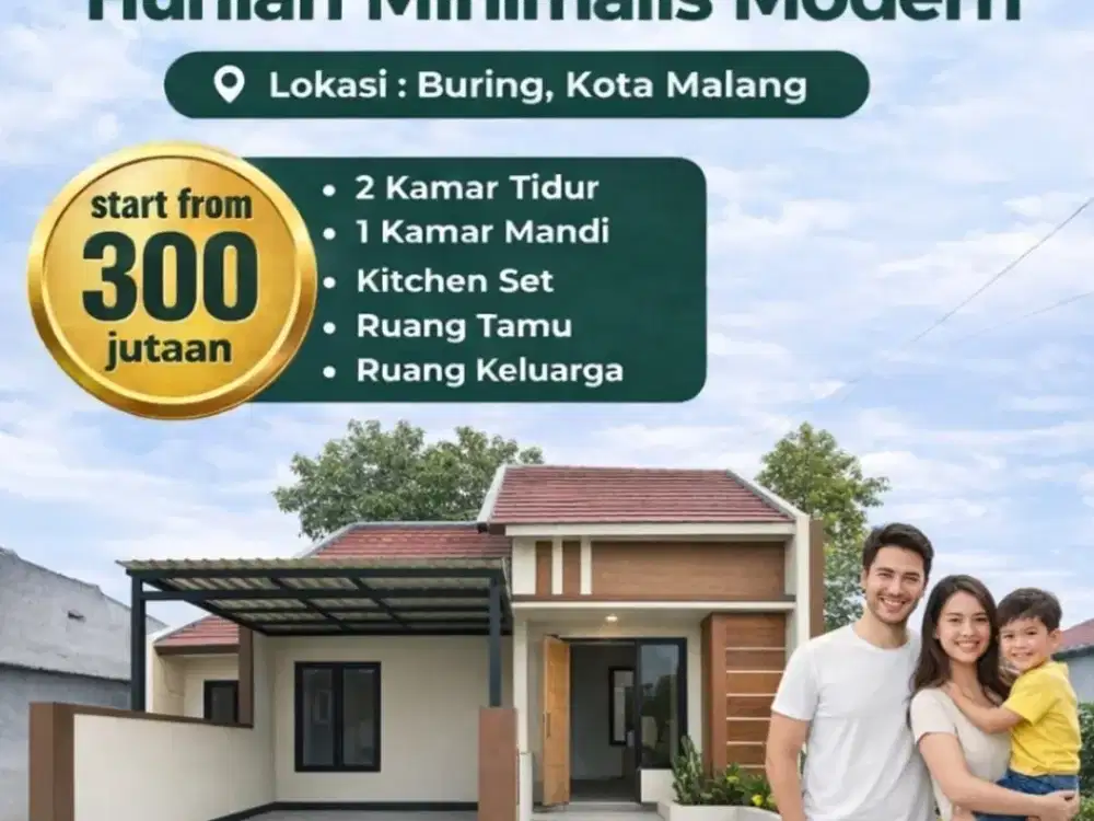 Rumah Malang Villa 2 Menit Gor Ken Arok Legalitas SHM, Bukan Girik