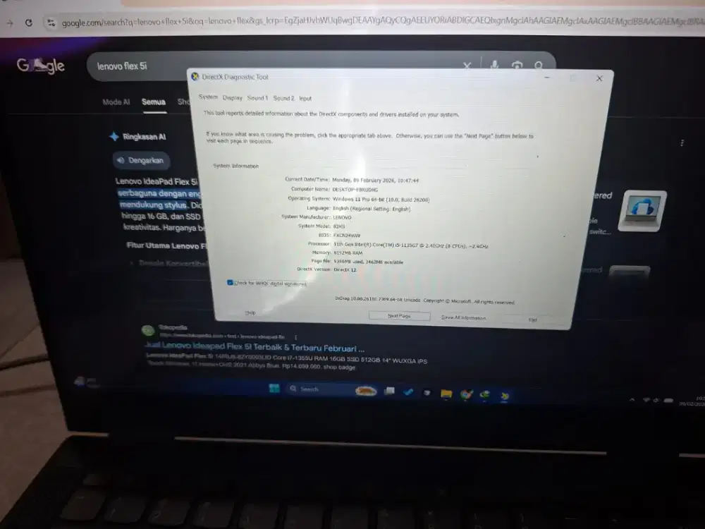 Jual laptop Lenovo ideaPad Flex 5i