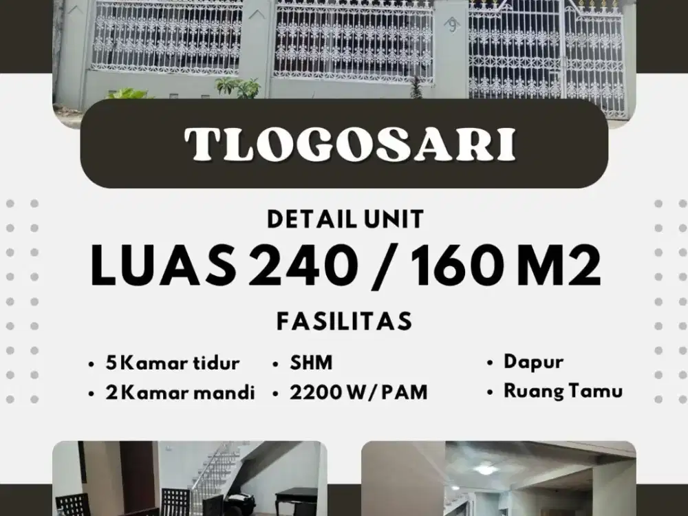 Rumah 2 Lantai Siap Huni di Tlogosari – Cocok Kos & Mess