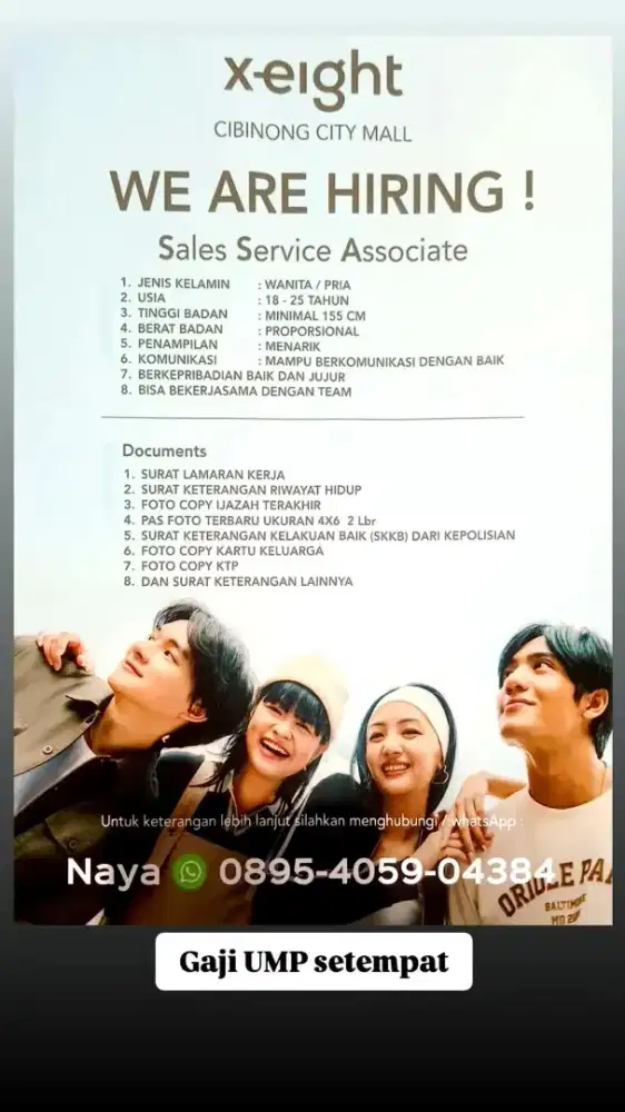 WALK IN INTERVIEW TOKO XEIGHT CIBINONG CITY MALL LT GF