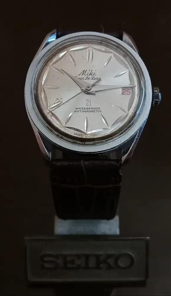 Jam antik Miki Super Deluxe 21 Pie Pan dial Swiss Original