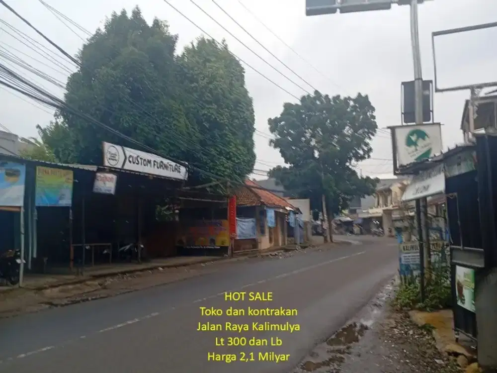 Toko dan kontrakan pinggir jalan raya Kalimulya Depok