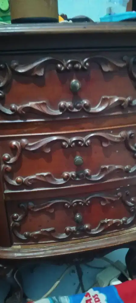 Lemari Jati, meja rias dan kaca, bangku kayu, paket semua