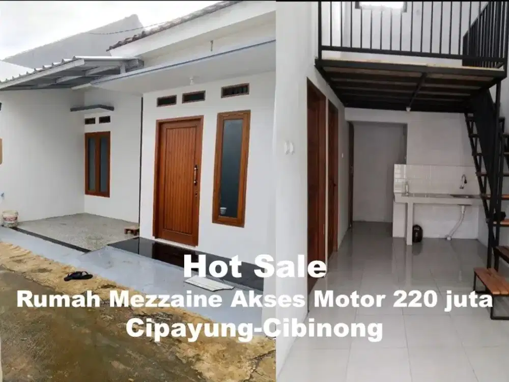 Rumah baru murah mezzaine akses motor di Pondok Rajeg