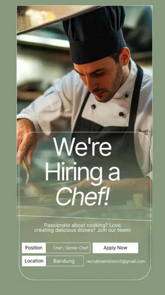 We're hiring Chef/senior chef - Bandung kota