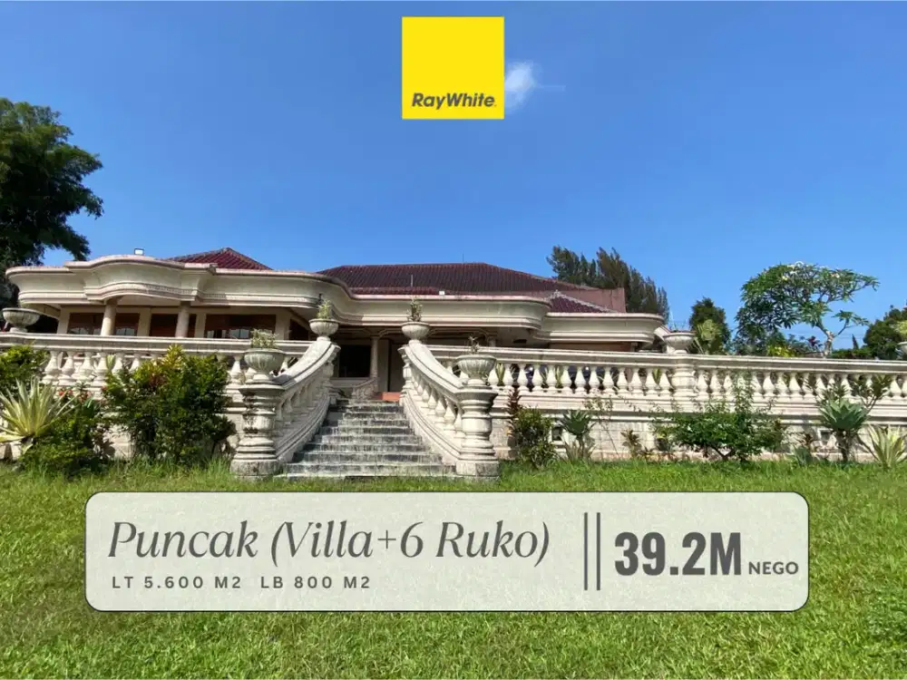 Dijual Cepat! Villa + 6 Ruko Hitung Tanah 1/2 Hektar Mountain View di Komersial Area Jalan Raya Puncak, Jawa Barat!