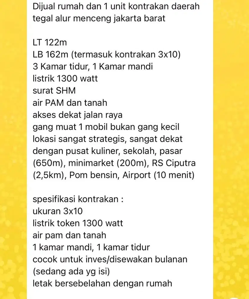 Dijual rumah hitung tanah saja tegal alur