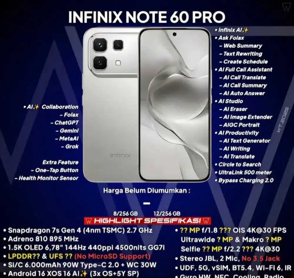 Harga Termurah INFINIX NOTE 6O PRO 8/256 NEW