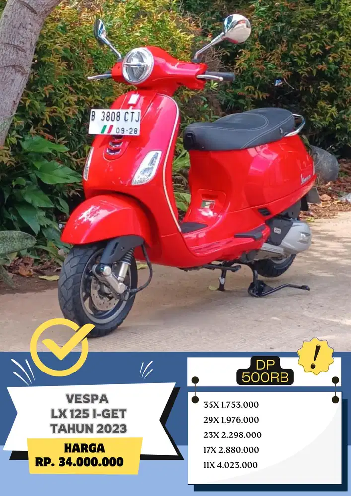 Dp 500rb Vespa LX 125 I-GET Tahun 2023 KM 6rb