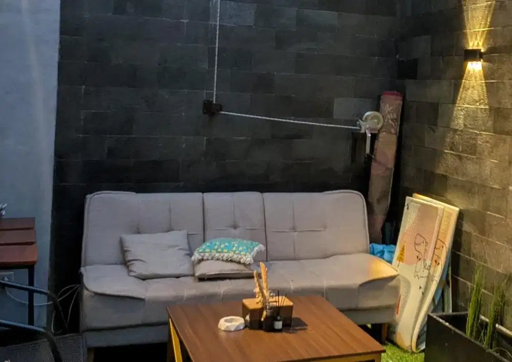 all in ac portable, kasur twin, sofa+meja