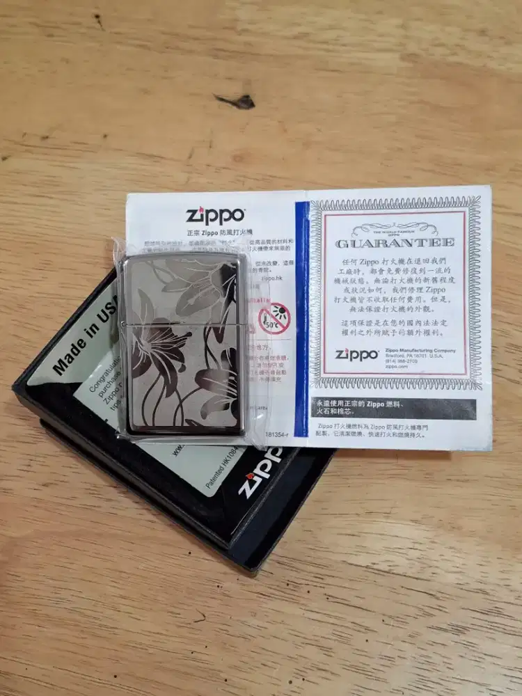 Korek Zippo Seri Lily Black Ice Baru Original