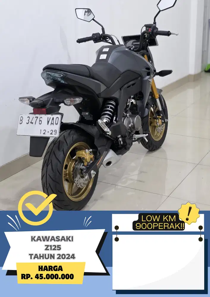 KM 900perak Kawasaki Z125 Tahun 2024 GRESS