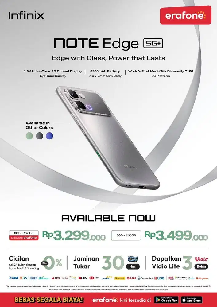 Infinix note edge 8/128 only erafone