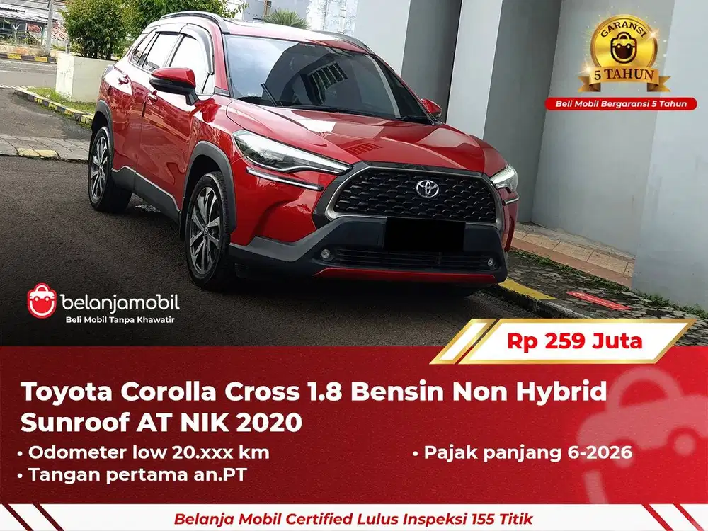 [ GARANSI 5TH ] Toyota Corolla Cross 1.8 Non Hybrid Sunroof 2020/2021