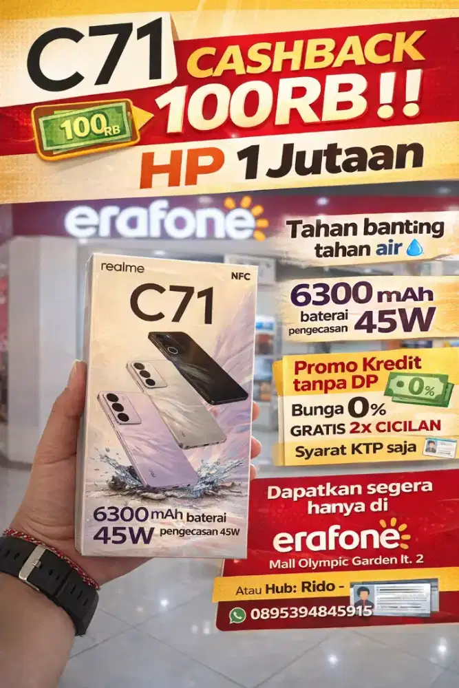Promo realme C71  CASHBACK 100RB