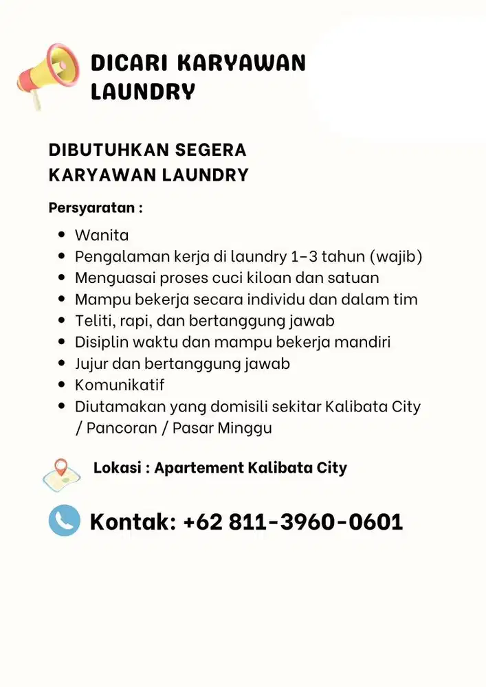 Lowongan Karyawan Laundry