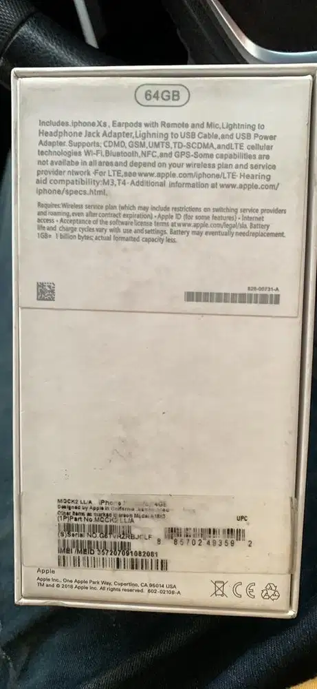 Iphone xs 64gb lenkap