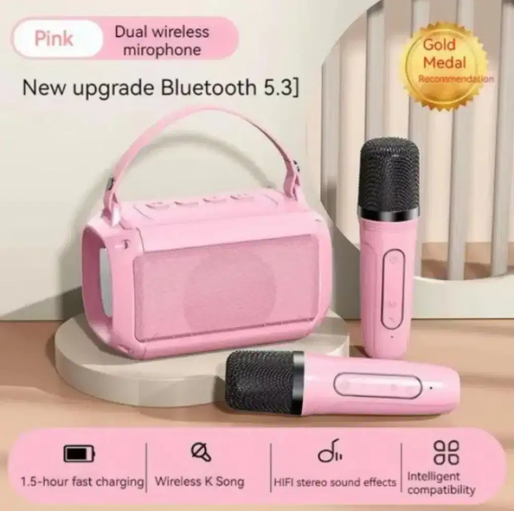 Speaker karaoke lengkap 2 mic wireless