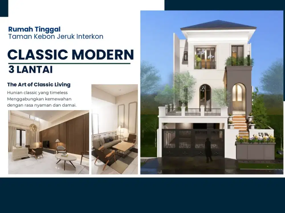 Dijual Rumah Classic Modern 3 Lantai di Taman Kebon Jeruk Interkon