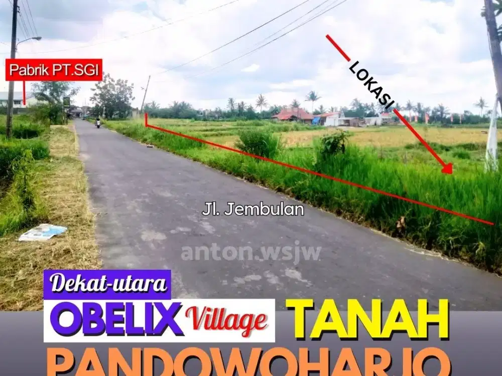 Tanah Bagus Pandowoharjo dekat Obelix Village Lt 1334 m2 ld 23 m SHM