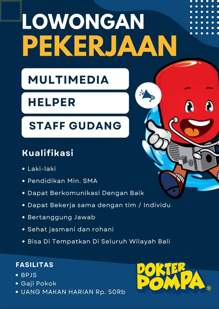 KEMBALI DIBUKA - DIBUTUHKAN SEGERA, LOWONGAN DOKTER POMPA