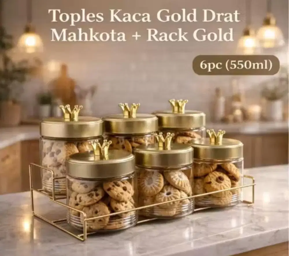 Ready Toples kaca gold Drat Mahkota + Ratd Gold isi 6 pcs