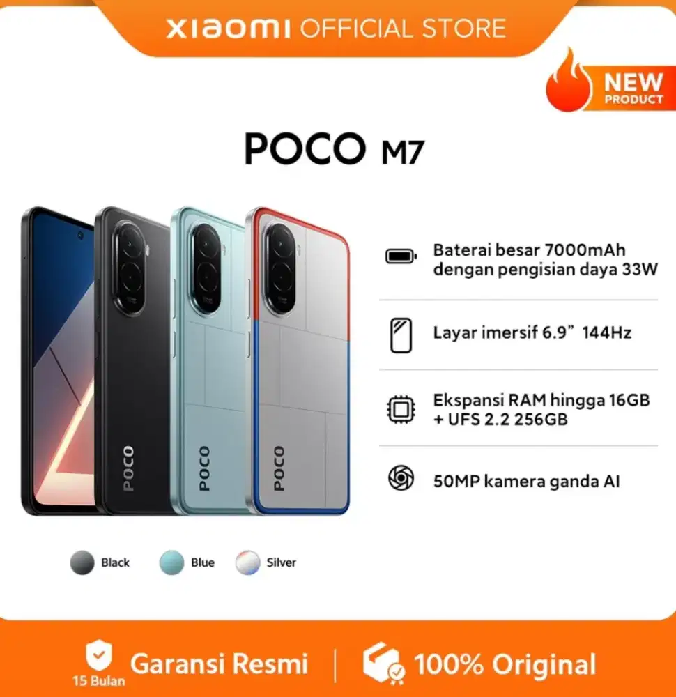 Poco m7 8gb 256gb resmi baru gress dijamin baru