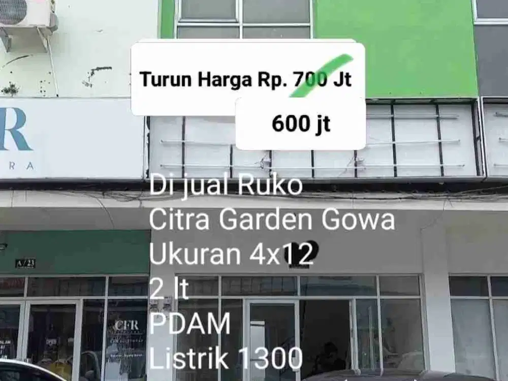 Di Jual Murah Ruko 2 lt, Citra Garden Gowa.